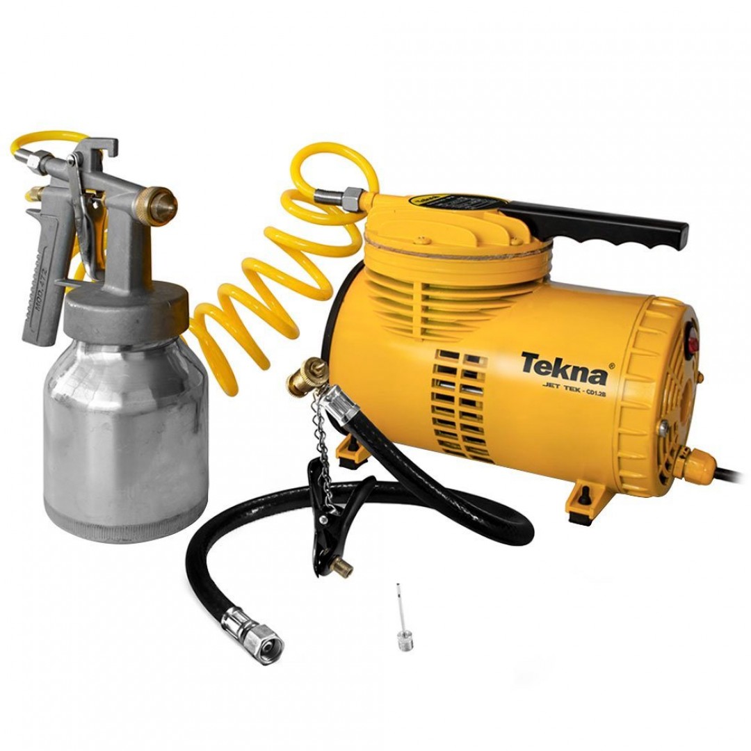 Motocompressor de Ar Direto com Kit para Pintura 1/4HP 1.2 Pés 110/220V TEKNA-CD1251BK
